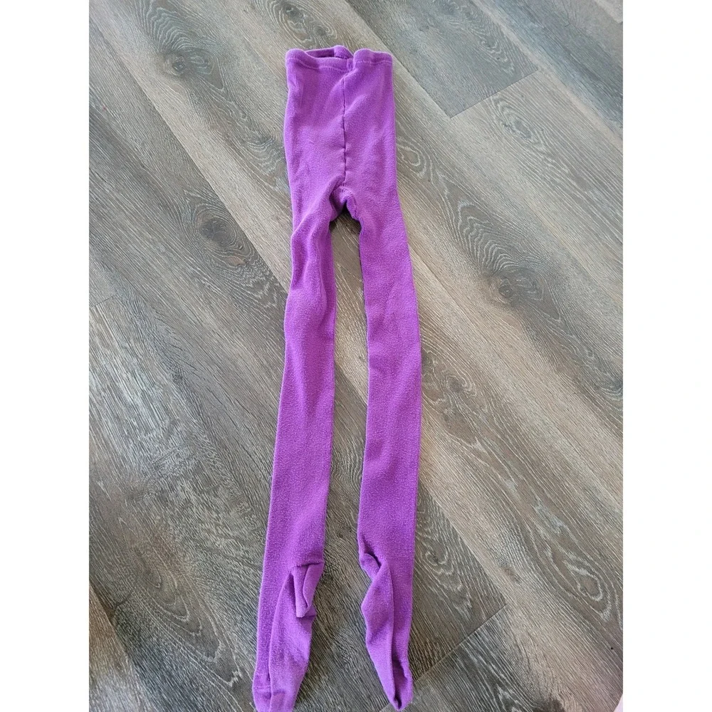 Hanna Andersson Girls Purple Ribbed Knit Footed Tights 140 size 10 #8